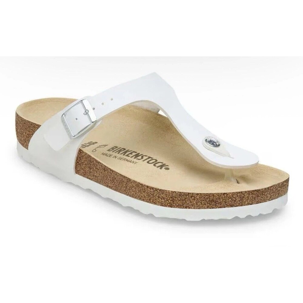 Birkenstock Gizeh 9.5 Men 11.5 42 Women's Leather T-Strap Platform Sandals White